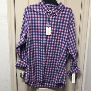 NWT Sonoma Navy & Pink Plaid Shirt